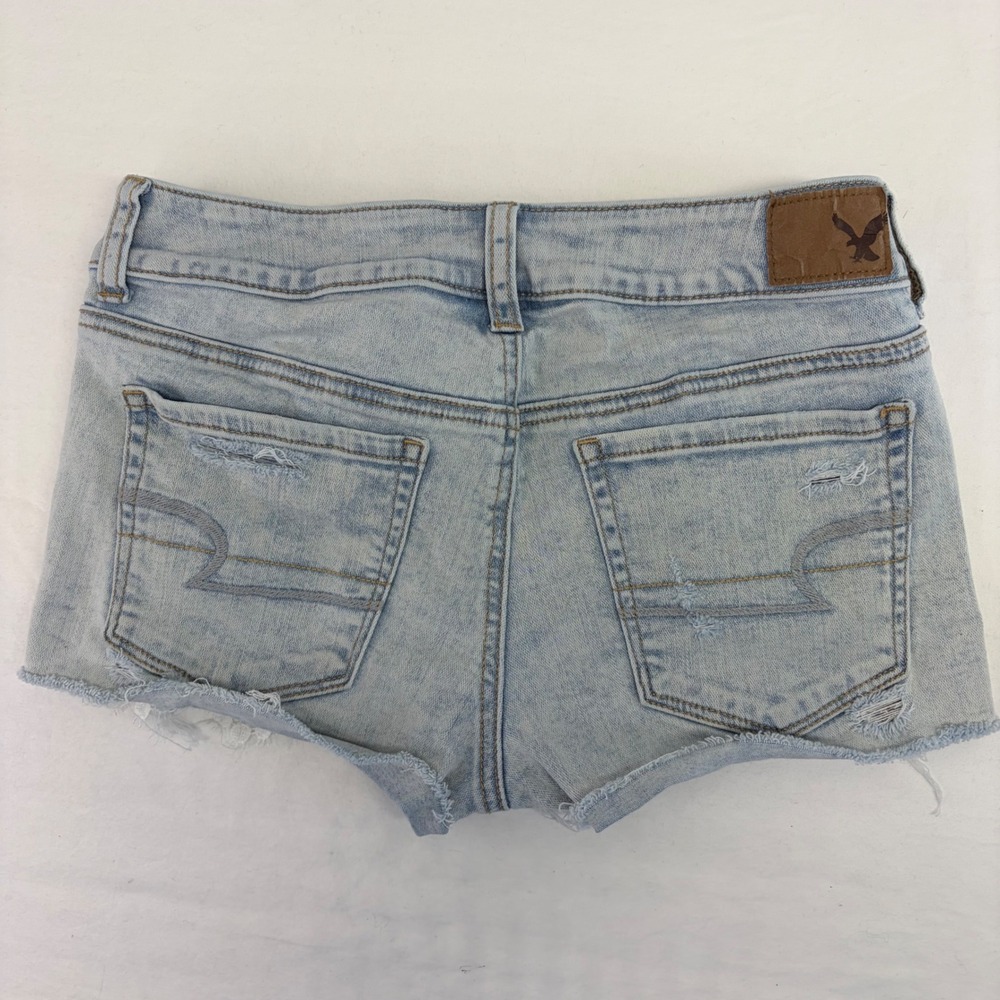 American Eagle Denim Micro Shortie  Shorts Size 4 Low Rise Lace Boho Festival - Picture 5 of 10